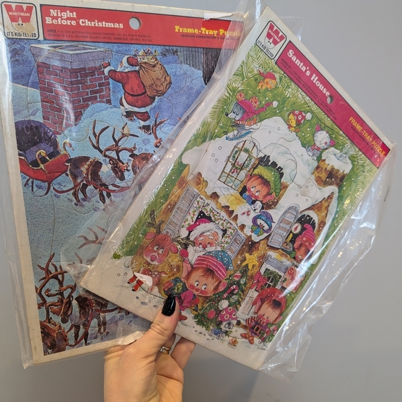 Whitman Christmas Puzzle Set - Santa's House and Night Before Christmas - Picture 2 of 4